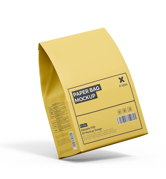 Modelo de saco de papel isolado em fundo branco