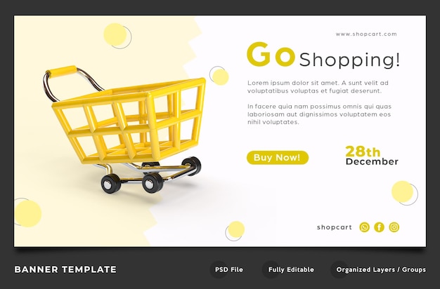 Modelo de site de carrinho de compras amarelo