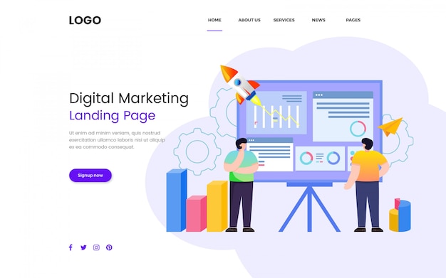 PSD modelo de site de marketing digital seo