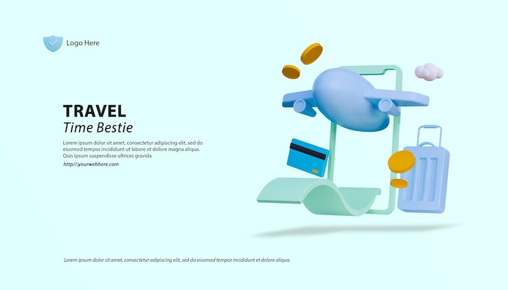 PSD modelo de site de página de destino de tempo de viagem