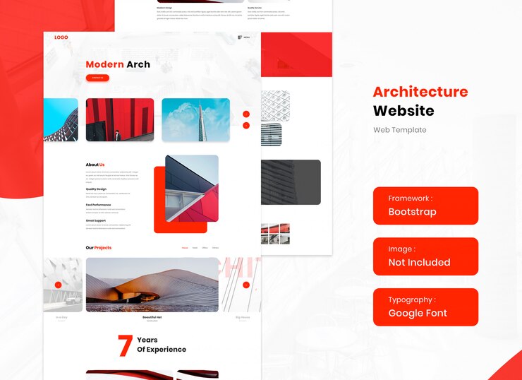 PSD modelo de site de serviço de arquitetura