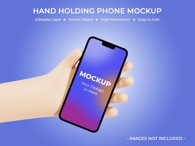 Modelo de smartphone com mão em 3D