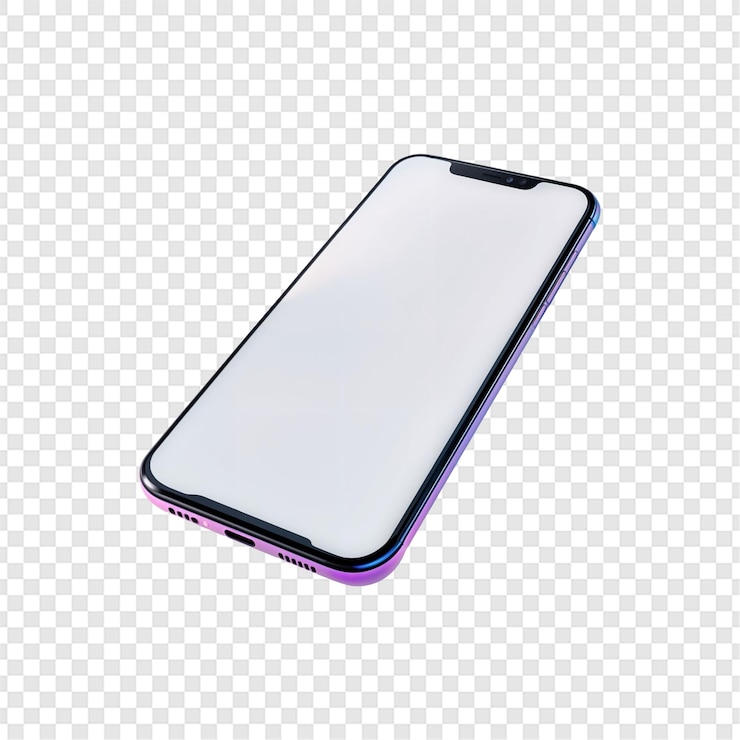 PSD modelo de smartphone de vista frontal realista isolado em fundo transparente