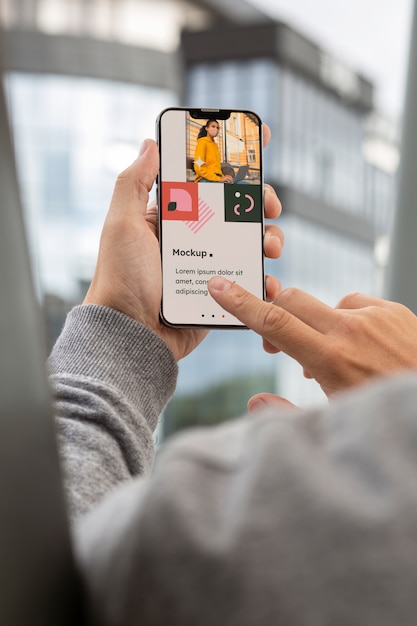 Modelo de smartphone em mão