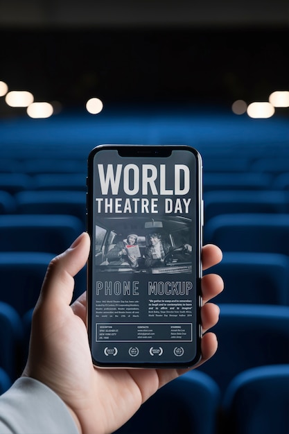 Modelo de smartphone para o dia mundial do teatro