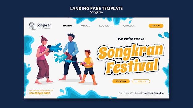 PSD modelo de songkran de design plano