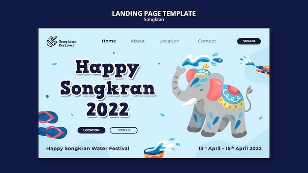 PSD modelo de songkran de design plano