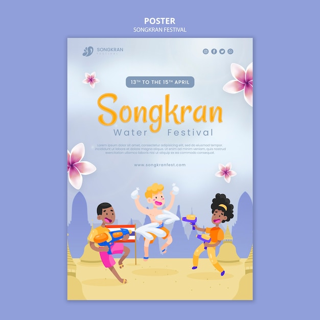 Modelo de songkran de design plano