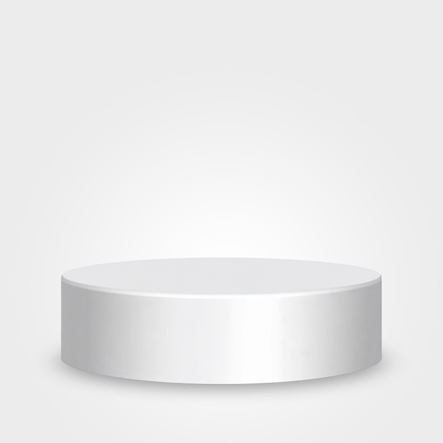 Modelo de suporte de exibição de produtos em forma de cilindro isolado em fundo branco