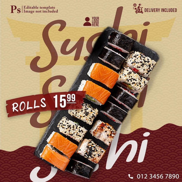 PSD modelo de sushi para restaurantes