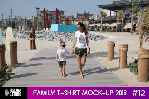 Modelo de t-shirt da família