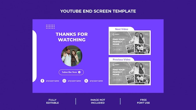 Modelo de tela de fim do YouTube da Propriedade do Investidor