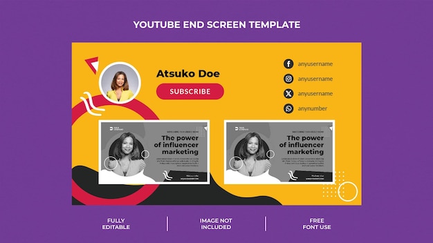 Modelo de tela de fim do Youtube