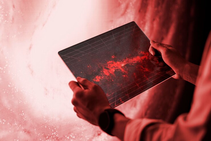PSD modelo de tela transparente futurista de tablet digital psd