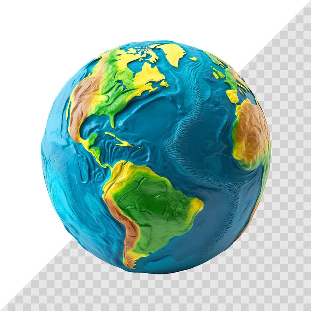 PSD modelo de terra 3d de plasticina isolado em globo de brinquedo branco conceito de ambiente terrestre ai generativo