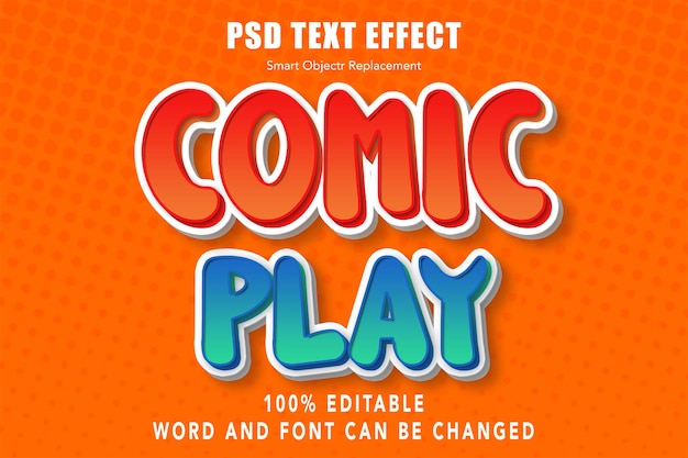 PSD modelo de texto de fonte divertida do comic play editável