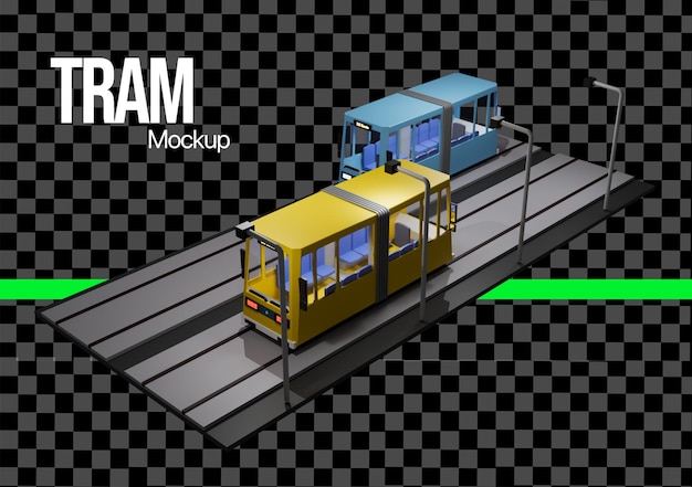 Modelo de transporte urbano de linha de trem 3D