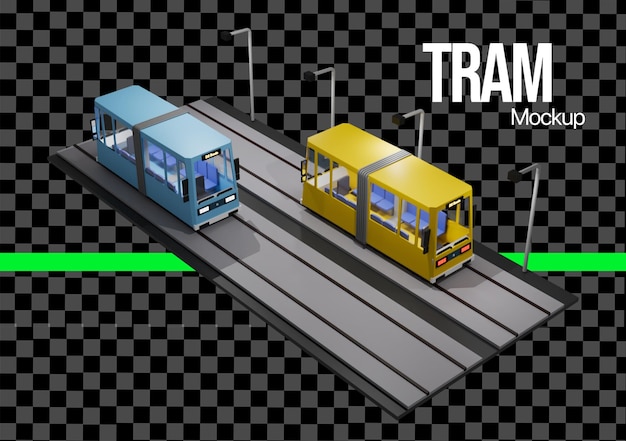 Modelo de transporte urbano de linha de trem 3D