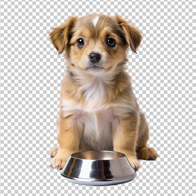 Modelo de um cachorrinho com uma tigela de comida