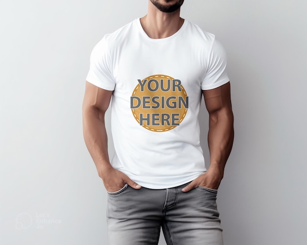 Modelo de um homem vestindo uma camiseta