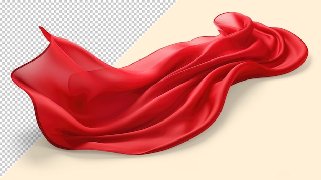 PSD modelo de um tecido de seda vermelho voador