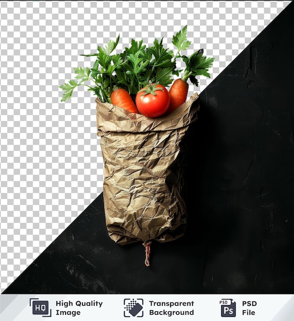 PSD modelo de vegetais em saco de papel reciclável