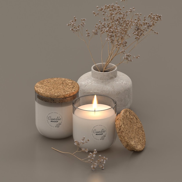 Modelo de velas perfumadas e flores secas