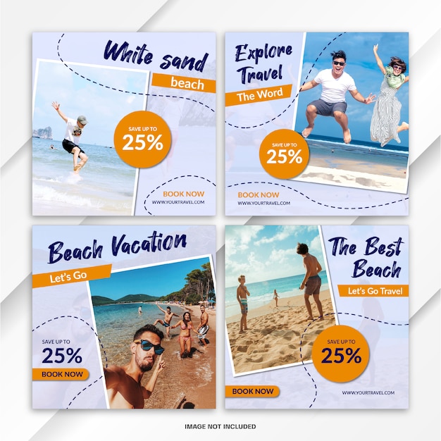 Modelo de viagem - pacote de publicação de alimentação do Nstagram