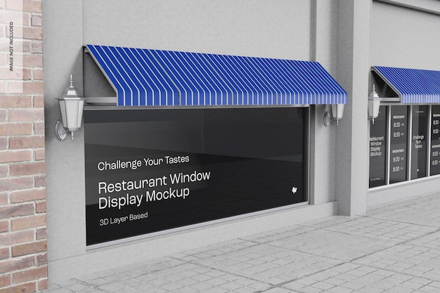 Modelo de vitrine de restaurante, vista esquerda