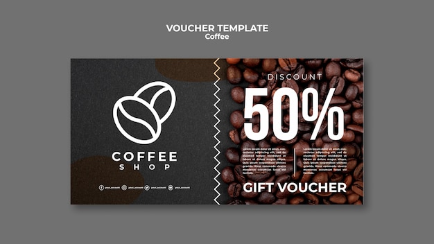 PSD modelo de voucher de café