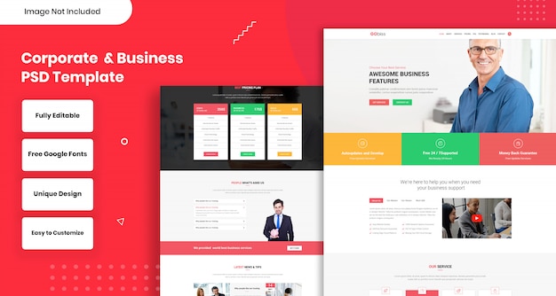 PSD modelo de web de negócios corporativos