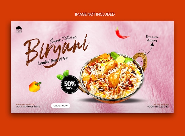 Modelo de web de postagem de mídia social biryani.