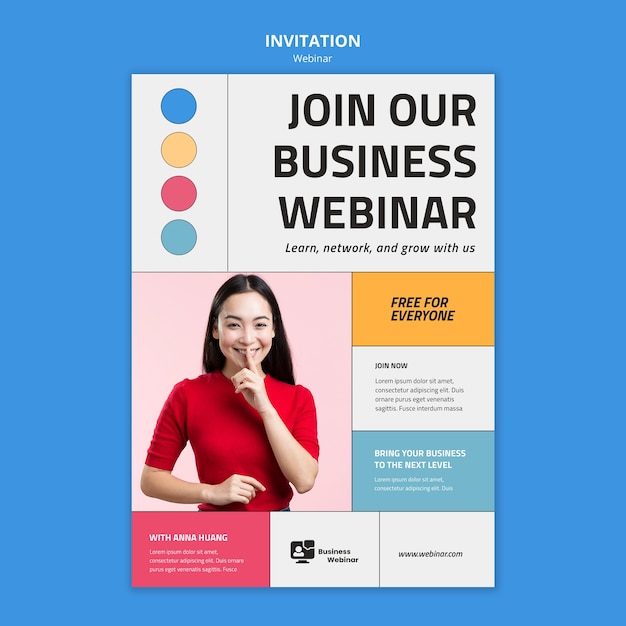 PSD modelo de webinar de negócios de design plano