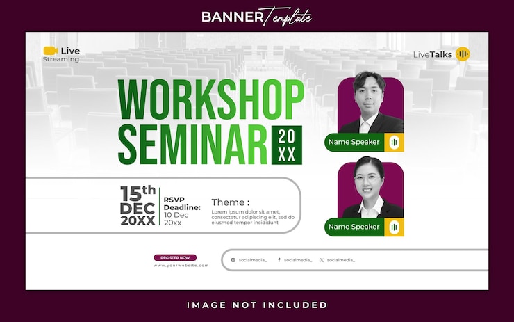 PSD modelo de workshop de banner de mídia social