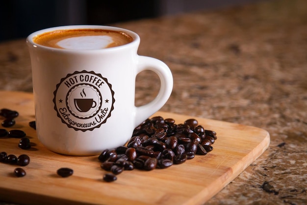 Modelo de xícara de café branca em PSD