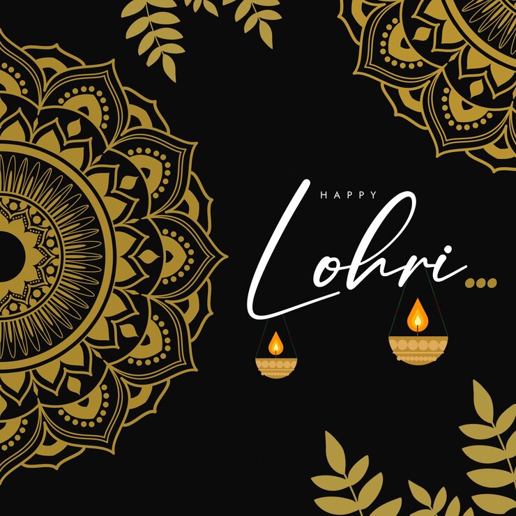 PSD modelo de deseo de lujo feliz lohri con elementos de diseño de la cultura india