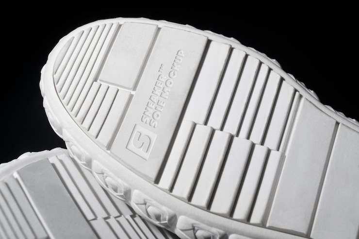 PSD modelo de detalle de la suela de la zapatilla blanca