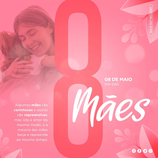 Modelo dia das mães de mídia social em português renderização 3d para campanha de marketing dias das maes