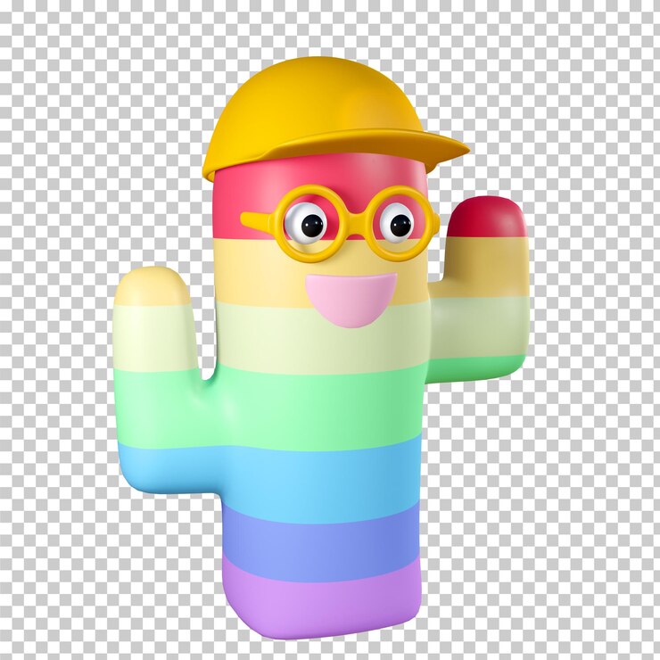 PSD modelo de dibujos animados de cactus de renderizado 3d