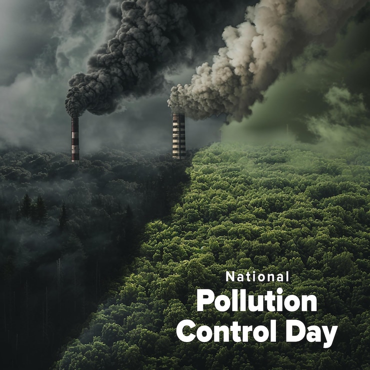 PSD modelo de diseño de bandera único para el día nacional de control de la contaminación