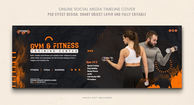 PSD modelo de diseño de banner de portada o línea de tiempo de facebook de un gimnasio de fitness moderno