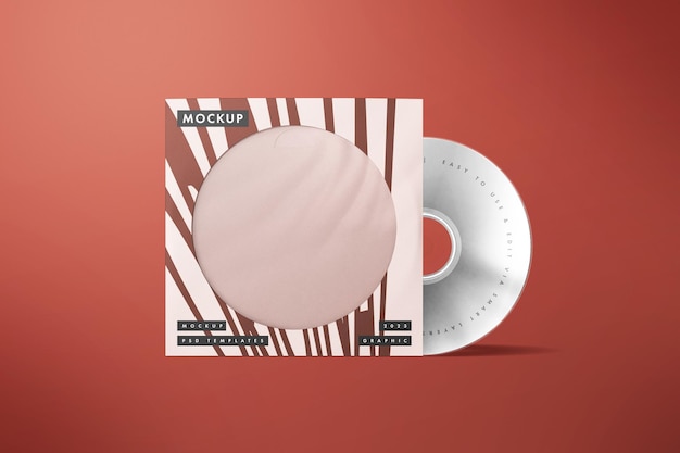 Modelo de diseño de CD en blanco y portada de la caja de PSD