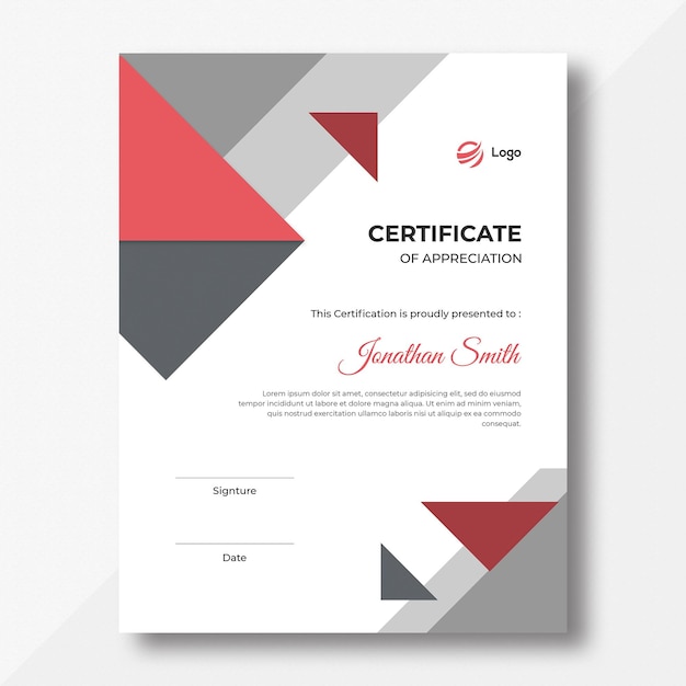 Modelo de diseño del certificado de aprecio