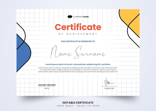 Modelo de diseño de certificado simple y moderno