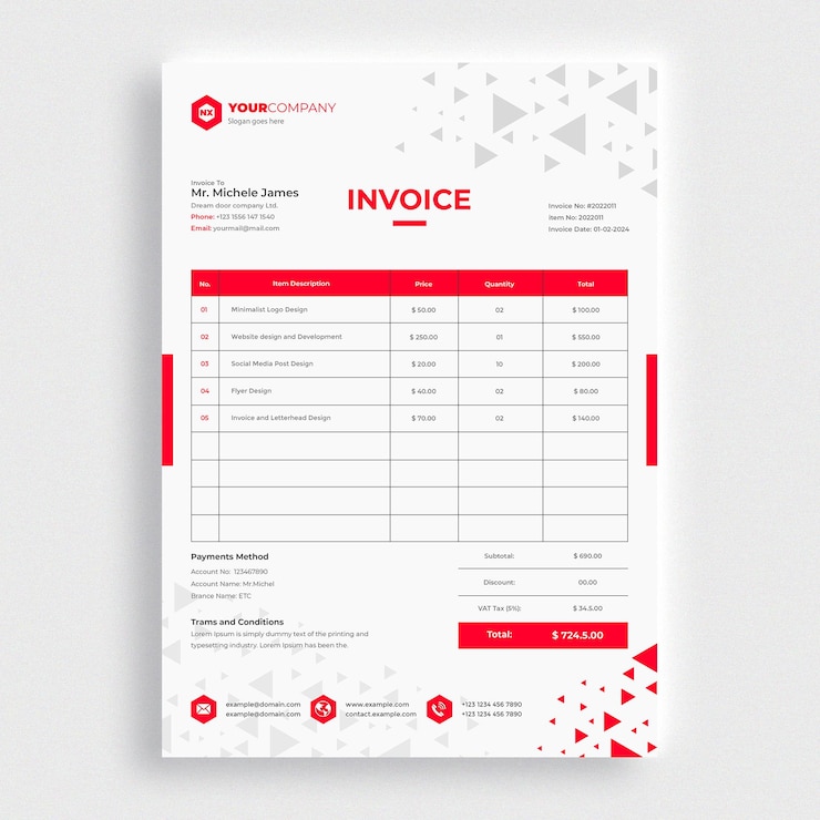 PSD modelo de diseño de factura