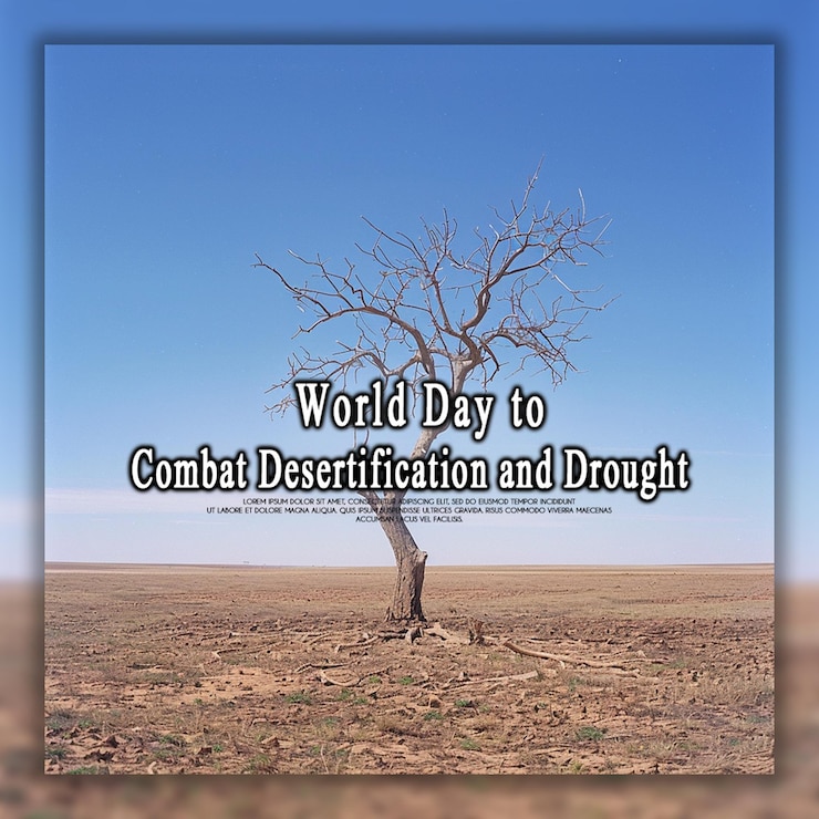 PSD modelo de diseño de fondo o pancarta para el día mundial de lucha contra la desertificación y la sequía