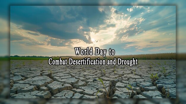 PSD modelo de diseño de fondo o pancarta para el día mundial de lucha contra la desertificación y la sequía
