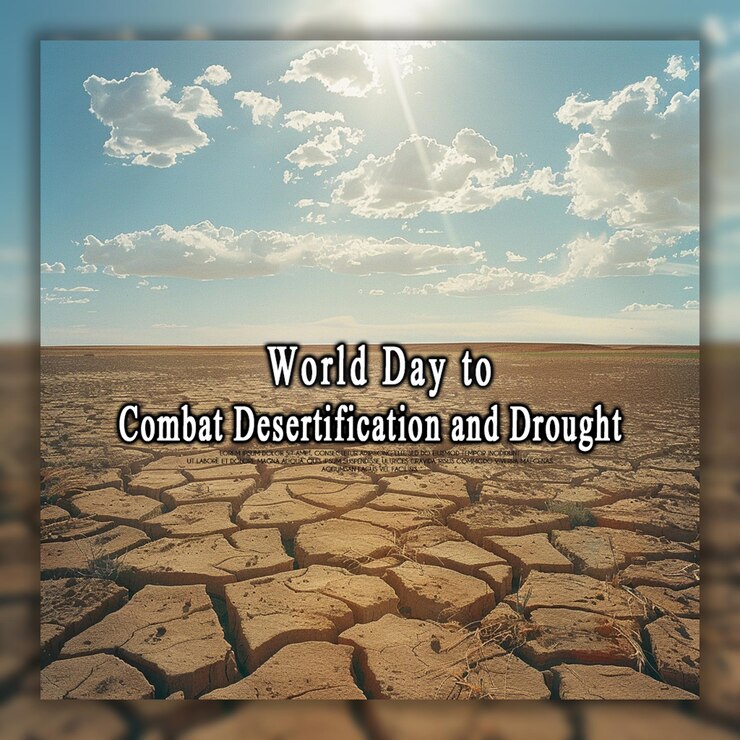 PSD modelo de diseño de fondo o pancarta para el día mundial de lucha contra la desertificación y la sequía