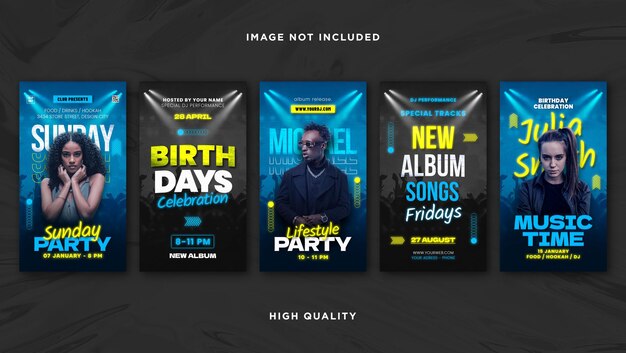 PSD modelo de diseño de historias de instagram para eventos de dj party