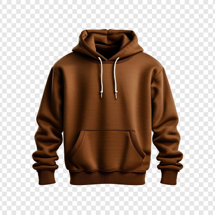 PSD modelo de diseño de maquillaje de ropa de moda de sudadera con capucha marrón